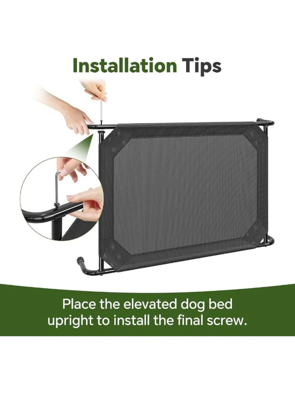 Elevated Waterproof Dog Bed for Large Dogs - Breathable Mesh, Indoor/Outdoor